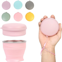 180ml foldable water cup, silicone foldable travel cup - silicone foldable camping cup with lid - suitable for travel, camping,