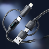 Toocki 2 In 2 USB Fast Charging Cable For Samsung Xiaomi Huawei Apple Mobile Phone USB Type C PD60W LED Display Wire For Tablet