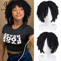 Short Dreadlock Wig Twist Wigs for Black Women Men Afro Curly Synthetic Glueless Wigs Short Afro Twist Faux Locs Braided Wig