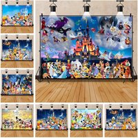 Disney Princess Minnie Mickey The Lion King Stitch Photography Backdrop Customized Fairy Tale Castle Children's Birthday Party