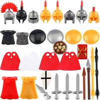 Medieval Time Knight Warrior Roman Soldier Weapon Armor Helmet Building Blocks Figures Accessories Toys For Children