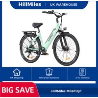 HillMiles MileCity1 Electric Bike, 250W 36V 13AH Battery, 26-inch Tire, 32km/h Max Speed, 100km Max Range, Mechanical Disc Brake