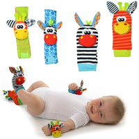 QWZ New Baby Rattle Toys Cute Stuffed Animals Wrist Rattle Foot Finder Socks 0~24 Months for Infant Boy Girl Newborn Gift