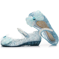 Kids Girl Bowknot Princess Sandal Children Soft Bottom High Heels Crystal Jelly Wedding Performances Party Shoe PVC Beach Sandal