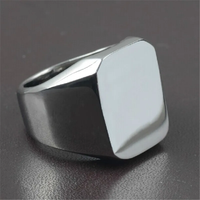 Fashion Men's Polished Signet Solid 316L Stainless Steel Biker Ring Men's Jewelry