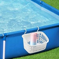 1pc Water Cup Hanging Holder Pool Side Storage Basket Container Hook For Above Swimming Pool Side Beverage Drinks Beer Shelf
