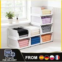 Lot de 4 paniers de rangement pliables et empilables pour armoire, organiseurs multifonctionnels pour vêtements, jouets et fournitures de bureau à domicile