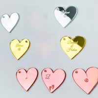 20/50/100Pcs Personalized Acrylic Love Heart Tag Engraved Custom Wedding Name Baby Baptism Mirror Gold Tag Decoration Gift