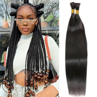Bulk Human Hair Straight 100% Human Hair Extensions 50g 100g Bulk Human Hair for Braiding Human Made No Weft Remy Hair Bundles