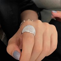 Foxanry Silver Color Hollow Geometric Ring For Women Girl Personality Simple Temperament Elegant Fashion Engagement Jewelry Gift