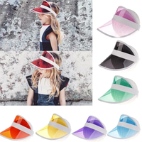 AliExpress NONE Girls beach cap versatile color transparent hats Eye protection empty top hat Elastic beach sun hat Cycling sports visor caps