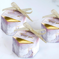 50PCS Small Party Gift Oxes Wedding Favors Boxes, Marble Mini Thank You Boxes with Glitter Gold Bow Ribbon