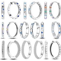 HOT SALE 2025 Sparkling Zircon Star Moon Sun Hoop Earrings 925 Silver Circle Round Earrings for Women Wedding Engagement Jewelry