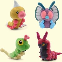 Pokemon Series Green Caterpillar Bada Butterfly Single Horn Insect Small Seahorse Plush Toy Collection Soft Plush Characters