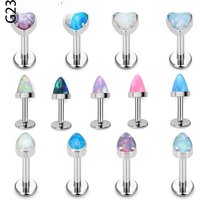G23 Titanium Lip Labret Ear Stud Nose 16G Helix Tragus Conch Cartilage Opal Not Allergic Make Gift For Women Piercing Jewelry