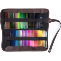 SeamiArt 72 Holder Pencil Bag Black Canvas Wrap Roll Up Pencil Case & Bag Holder Storage for Sketch Drawing Supplies