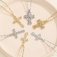 New Retro Versatile Cross Necklace Micro-inlaid Zircon Hollow Clavicle Chain For Family and Friends As a Gift