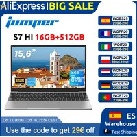 Jumper Laptop mit 15,6-Zoll-FHD-Display, 16 GB RAM, 512 GB SSD (erweiterbar um 512 GB über TF-Karte), 6500Y-Prozessor (bis zu 3,4 GHz), leichtes Notebook für Geschäftsleute und Studenten, 2