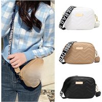 Fashion Wave Pattern Women Shoulder Bag Solid Color Crossbody Bag PU Leather Wide Shoulder Strap Bag Purse Female Handbags