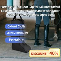 Portable Riding Boot Bag for Tall Boot,Oxford Equestrian Boot Bag with Handle with Outer Pocket for Cowboy Boots Snow Boots