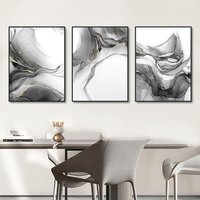 3PCS Rahmenlose Abstrakte Schwarz und Weiß Fluss Leinwand Malerei Nordic Poster Wand Kunstdruck Bilder Für Wohnzimmer Wohnkultur
