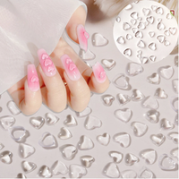 100pcs 3D Transparent Love Heart Charms For Nail Art Decoration Clear Resin Nail Charms Rhinestone Jewelry for Manicure Access