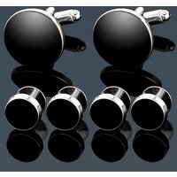 Black 1 Pair Cufflinks 4Pcs Sleeve Nail Set Blank Carbon Fiber Button For Men Boys Shirt Suit Jewelry Accessories