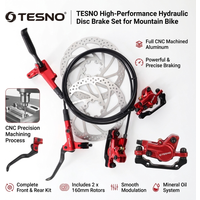 TESNO 2 Piston Bicycle Brake Hydraulic Disc Brake MTB Road Bike Brake Left Front Right Rear 1000/1800mm oil pipe 160mm discRotor
