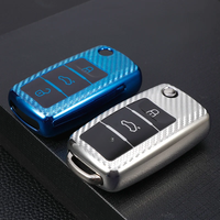 Carbon Fiber Car Key Cover Case Keychain for VW Volkswagen Polo Golf Passat Beetle Caddy T5 Up Eos Tiguan Jetta Skoda Octavia A5