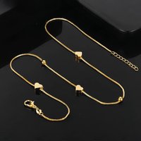 ALIZERO 18K Gold Necklace 18 Inch Box Chain Hearts Beads Necklace For Women Fashion Wedding Party Fine Jewelry Gifts
