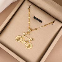 AliExpress Fashionable and Exquisite Stainless Steel Micro Jewelry Romantic Bicycle Necklace Classic Personalized Clavicle Chain