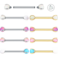 1/5PCS Titanium 14G Claw Opal Nipple Barbell Ring Internally Thread Nipple Shield Bar Mamilo Tongue Piercings Sexy Women Jewelry
