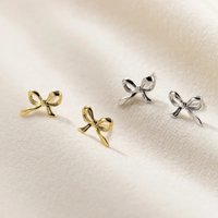New Cute Bow Stud Earrings For Women Sweet Mini Ear Stud Minimalist Earring Piercing Jewelry Wedding Accessories Holiday Gifts