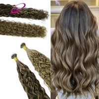 Natural Wave Nanoring Hair Extension Human Hair Wavy Micro Link Human Fusion Hair Natural Blonde Real Nano Ring Hair Extension