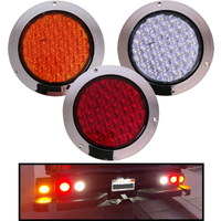 2Pcs 12V 24V Trailer Taillight LED Tractor Rear Light Truck Brake Light Turn Signal Reversing Lights For Cars Chrome Round
