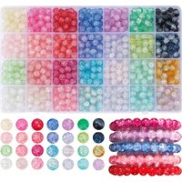 560-Piece 8mm Crackle Glass Bead Set for Jewelry Making. These gradient-colored round beads are perfect for DIY bracelets, neckl