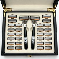 Ensemble de rasoirs de sécurité manuels pour hommes, avec lames en acier inoxydable à 6 couches et bande lubrifiante à l'aloe vera | parfait comme cadeau.