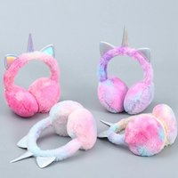 AliExpress NONE Children Unicorn Warm Earflap Colorful Soft Plush Fluffy Cat Ears Earmuffs Kids Winter Outdoor Cycling Ski Snow Tie-dye Headwear