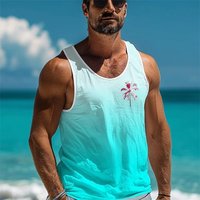 Coconut Tree Logo Funny Tank Top Men's Clothing Sport Casual Loose Breathable Sleeveless T-shirt Gradient 3D Print Men Vest Top