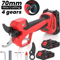 21V Bürstenlose Akku-Gartenschere 50mm Schnittlänge 70mm Klingenöffnung Elektrische Gartenschere mit 2 Akkus # 20