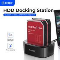 ORICO Dual bay Hard Drive Docking Station for 2.5/3.5 Inch HDD SSD USB 3.0 to SATA Hard Drive Dock Up to 36TB with12V3A Power