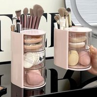 1Pcs Cosmetic Organizer Bathroom Makeup Cushion Organizer Beauty Egg Storage Display Case Rotating Compartment Organizer