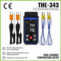 Digital K/J/T Type Thermocouple Thermometer T1-T2 Measurement W/ Backlight and Temperature Compensation