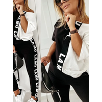 2023 Women's Spring Summer Sportswear Two-piece Set With Patchwork Letters Short Sleeved Long Pants Casual Women's Two-piece Set