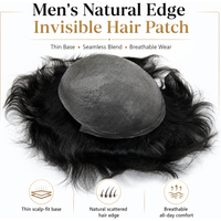 Beeos TJNG 6 pouces 0,03-0,04 mm Système capillaire pour homme à base de cheveux humains ultra-fins, Prothèse capillaire homme, Pelo Humano