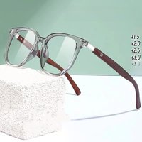 Vintage Large Frame Wooden Grain Leg Myopia Glasses TR Anti Blue Light Pain Eyewear High Definition Presbyopic Glasses for Women
