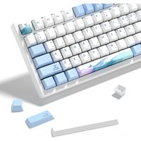 KBDiy Cherry Profile Keycaps for Mechanical Keyboard Game 143 Key PBT Ocean Whale Keycap for MX Switch Custom Dye Sub Blue White