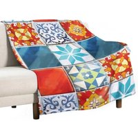 Colorful azulejos tiles from Azul board game Throw Blanket Tourist Blanket Large Blanket