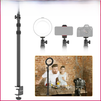 VIJIM LS03 Extend Desk Light Stand Tripod with Extendable Phone Clip Rotatable Ball Head 1/4" Screw Holder Stand Livestream