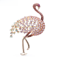Wuli&baby Luxury Ostrich Bird Brooches For Women Unisex Beauty Pink Birds Party Office Brooch Pins Gifts